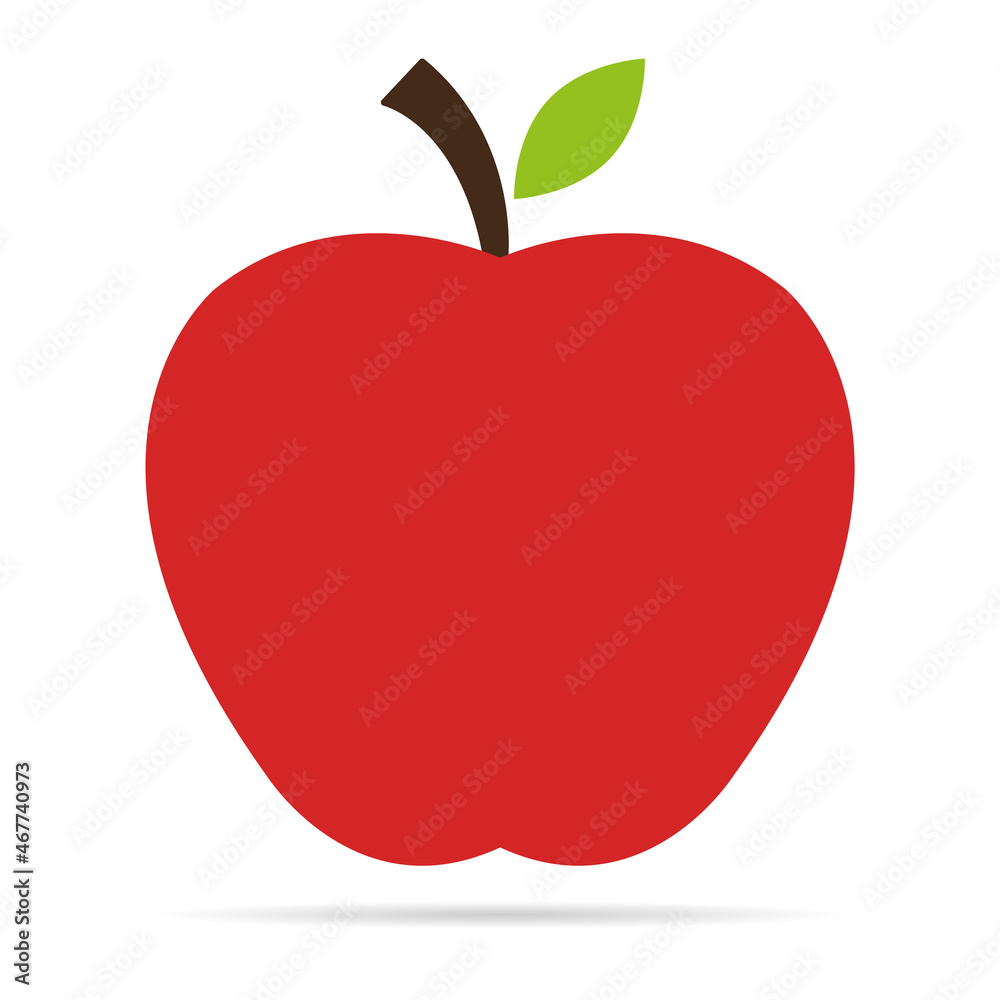 Fototapeta premium Apple icon with shadow, healthy raw symbol, foot sweet fruit, vector illustration design, eco diet