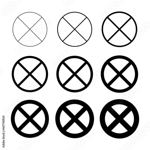 Flat Stop Icon collection isolated on white background. Modern vector illustration. Black no entry symbol set