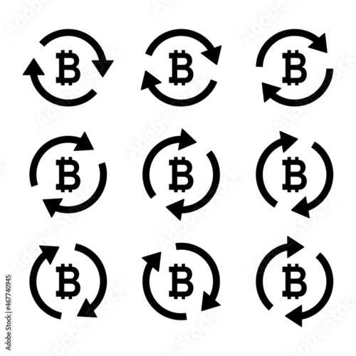 Set of bitcoin money icon, Collection of bit business sign, market economy vector illustration