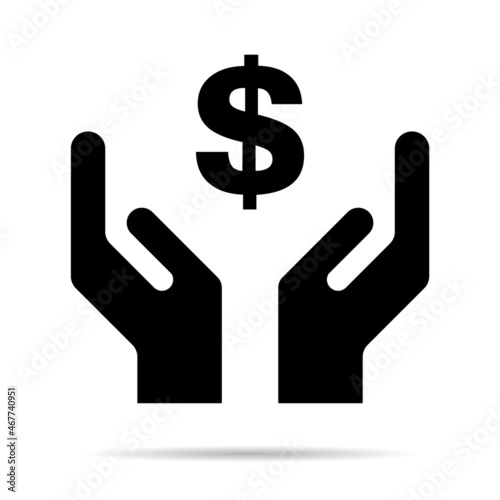 Hope icon, human hand with dollar symbol, help and protection  graphic design, support vector illustration
