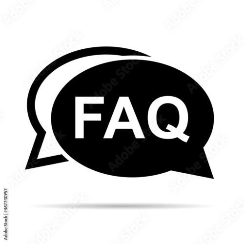 FAQ, frequently asked questions vector icon. Information speech bubble symbol, help message