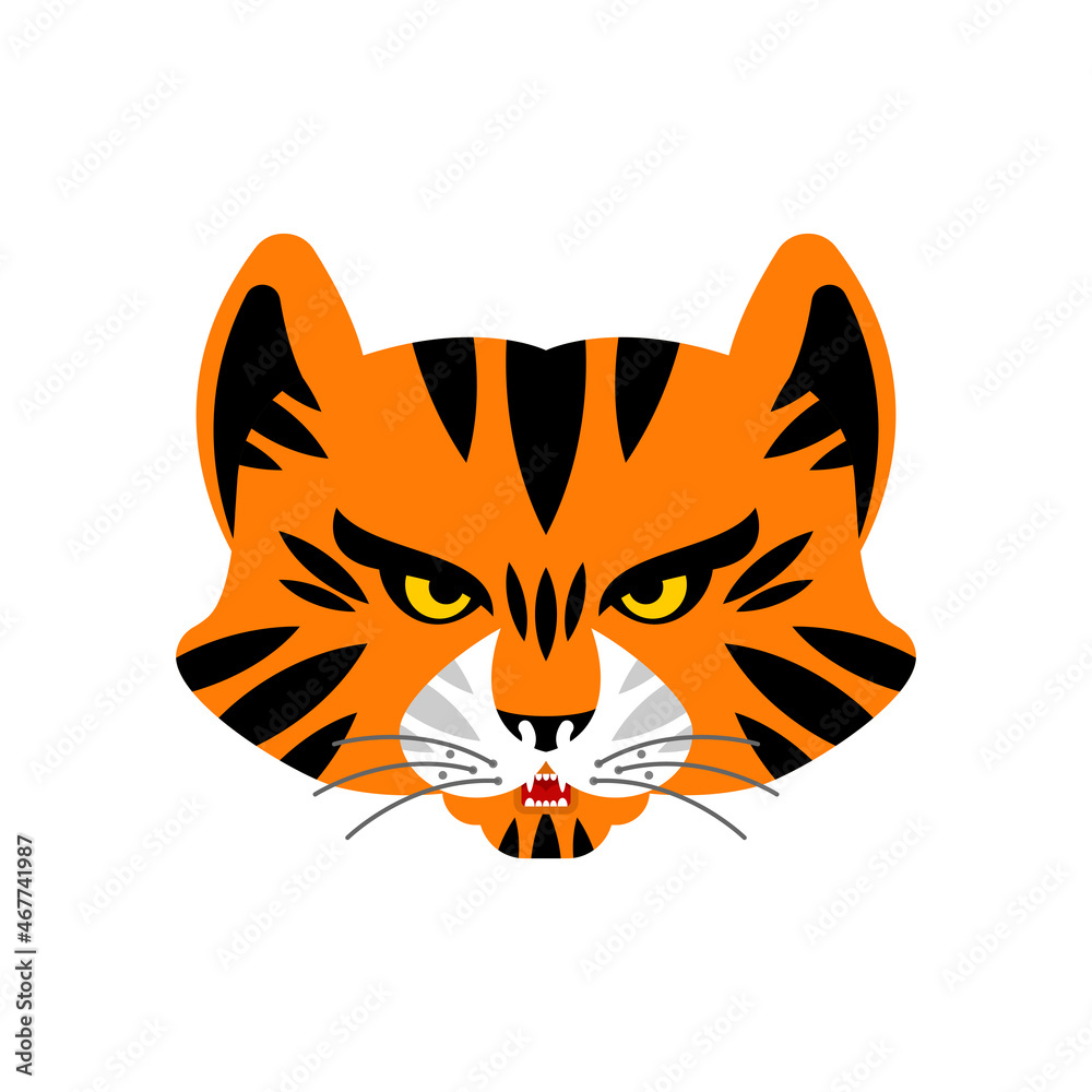Tiger cartoon isolated. Big wild striped cat vector illustration Tiger cartoon isolated. Big wild striped cat vector illustration