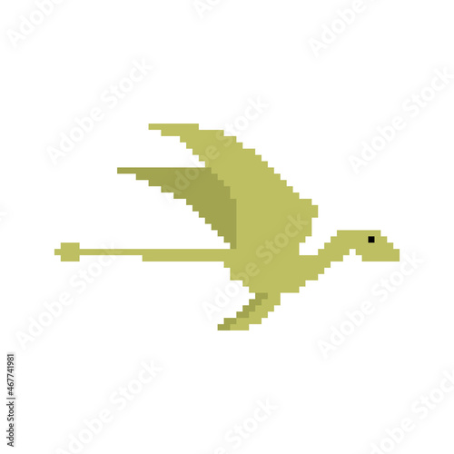 Pterosaur pixel art dinosaur. pixelated Ancient animal. 8bit Dino prehistoric monster. Beast is Jurassic period