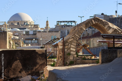 Arch on the roofs of the old city in Jerusalem