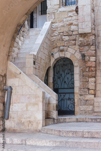 staircase in the streets of the old city of Jerusalem in Israel