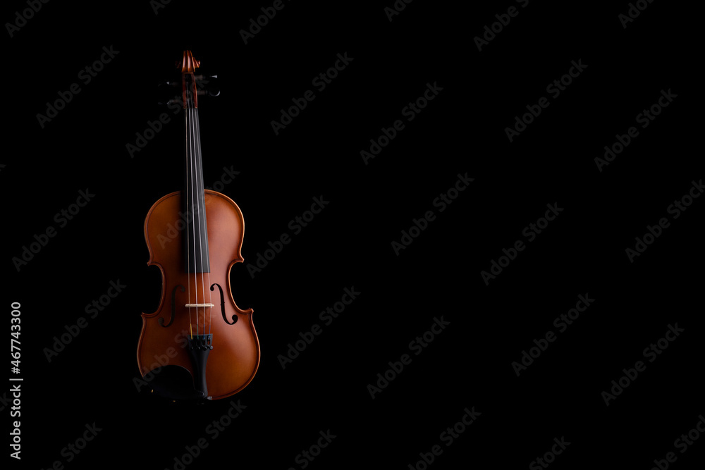 A violin or viola with four strings with a beautiful soft light hitting it on a black background. No.16 A violin or viola with four strings with a beautiful soft light hitting it on a black background. No.16