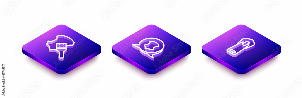 Set Isometric line Leather, and Zipper icon. Vector Set Isometric line Leather, and Zipper icon. Vector