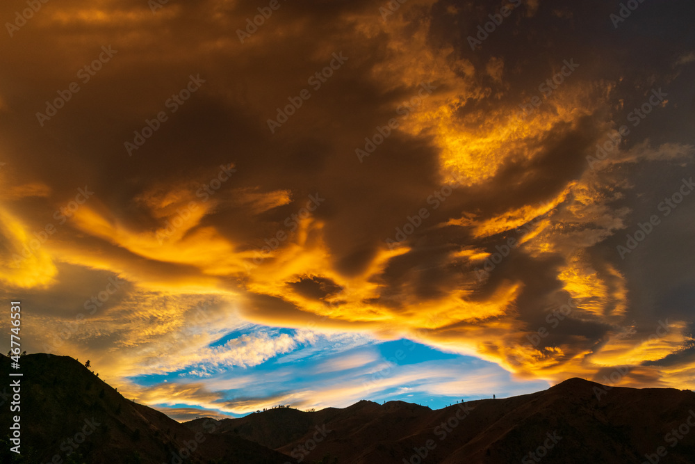 Sunset Glow on Clouds in Washington Cascade Mountains