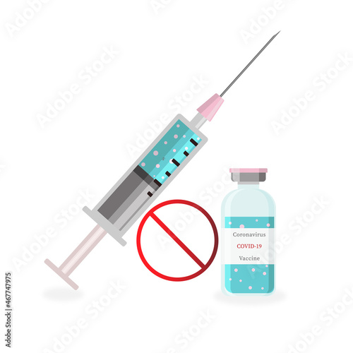 Covid-19 coronavirus vaccine, treatment, syringe and vaccine vial  icons. Isolated vector illustration.