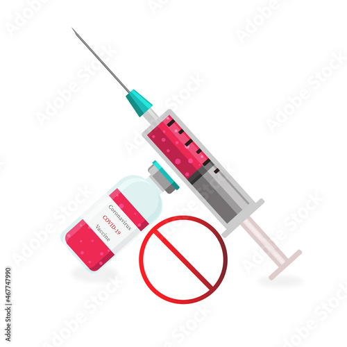 Covid-19 coronavirus vaccine, treatment, syringe and vaccine vial  icons. Isolated vector illustration.