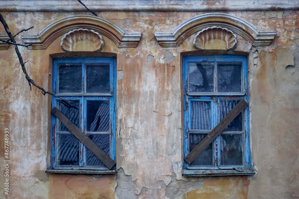 Windows of an old abandoned house