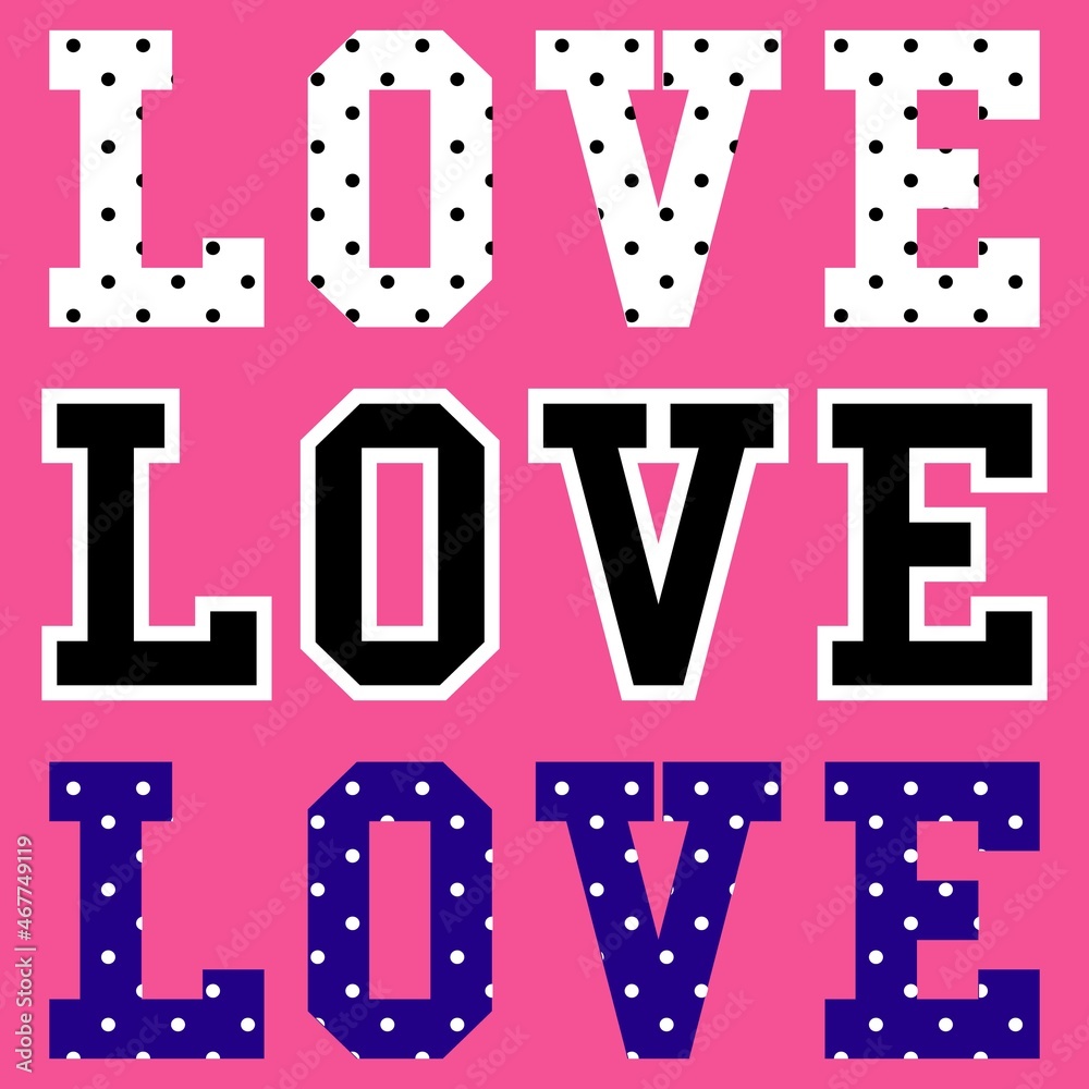 Obraz premium vector love same typography different colors