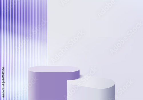 3d background products display podium scene with violet platform. background vector 3d rendering with podium. stand to show cosmetic products. Stage showcase on pedestal display purple studio