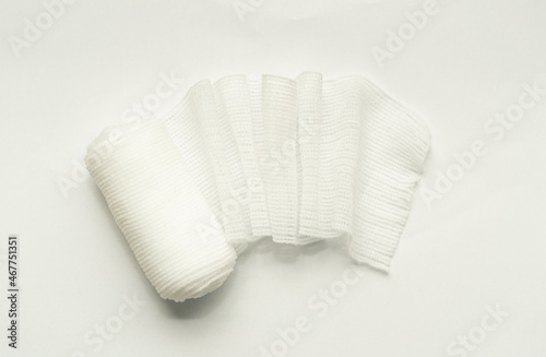 Gauze bandage in roll with wrinkled