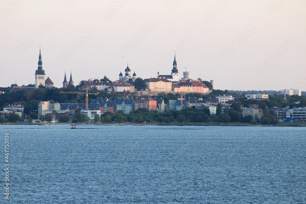 View of Tallinn in the evening from the sea