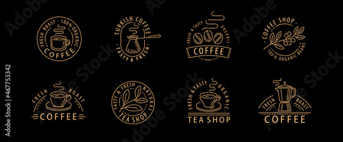 Set of Coffee logo, badge template. Decorations for menu for restaurant menu, cafe, packaging