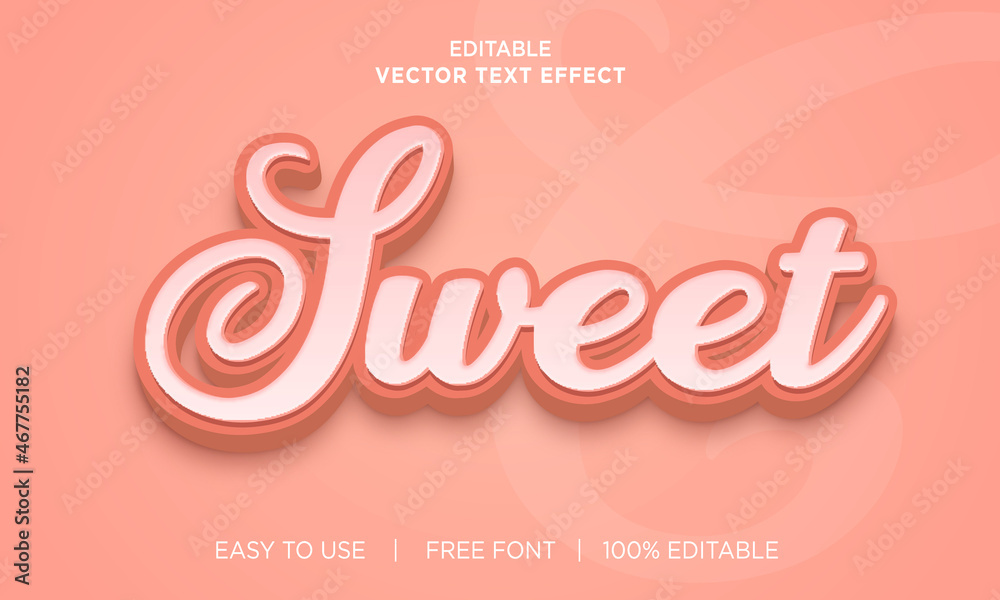 Sweet 3d editable text effect Premium Vector Sweet 3d editable text effect Premium Vector