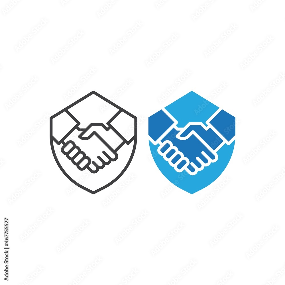 Protect deal, handshake shield. Vector icon template Protect deal, handshake shield. Vector icon template