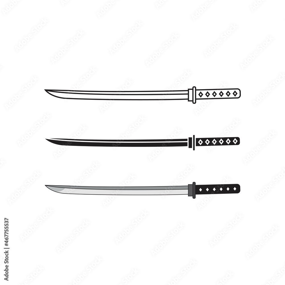 Katana, samurai sword. Vector icon template Katana, samurai sword. Vector icon template