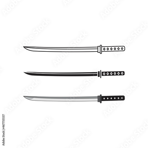 Katana, samurai sword. Vector icon template