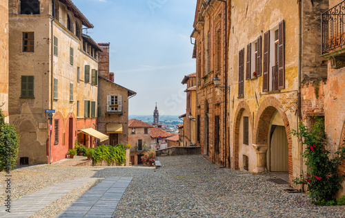 Scenic sight in the beautiful city of Saluzzo, Province of Cuneo, Piedmont, Italy. © e55evu