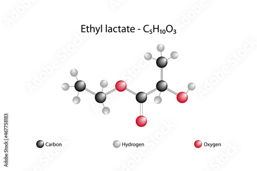 Molecular formula of ethyl lactate. Ethyl lactate is organic compound. It is the ethyl ester of lactic acid. It is a colorless liquid, a chiral ester.