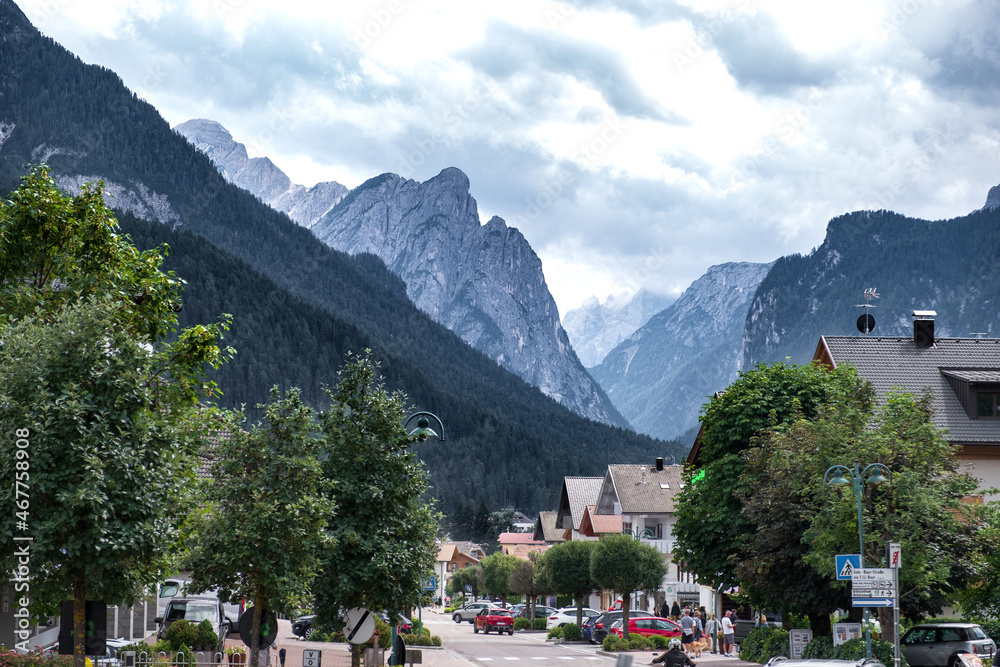 Alpine village of Dobbiaco (Toblach), Dolomites
