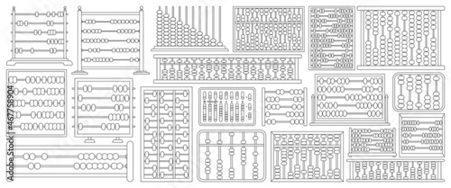 Abacus vector outline icon set . Collection vector illustration tool for counting on white background.Isolated outline illustration icon set of abacus for web design