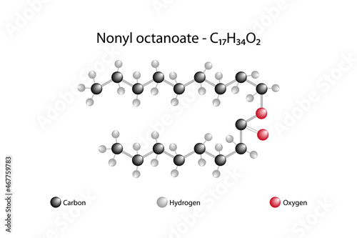 Molecular formula of nonyl octanoate. Nonyl octanoate is a carboxylic ester. photo