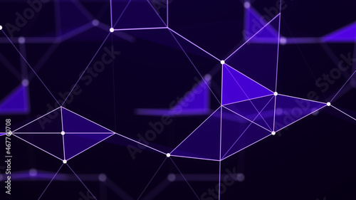 Abstract digital background of points, lines and triangles. Glowing plexus. Big data. Network or connection. Abstract technology science background. 3d rendering