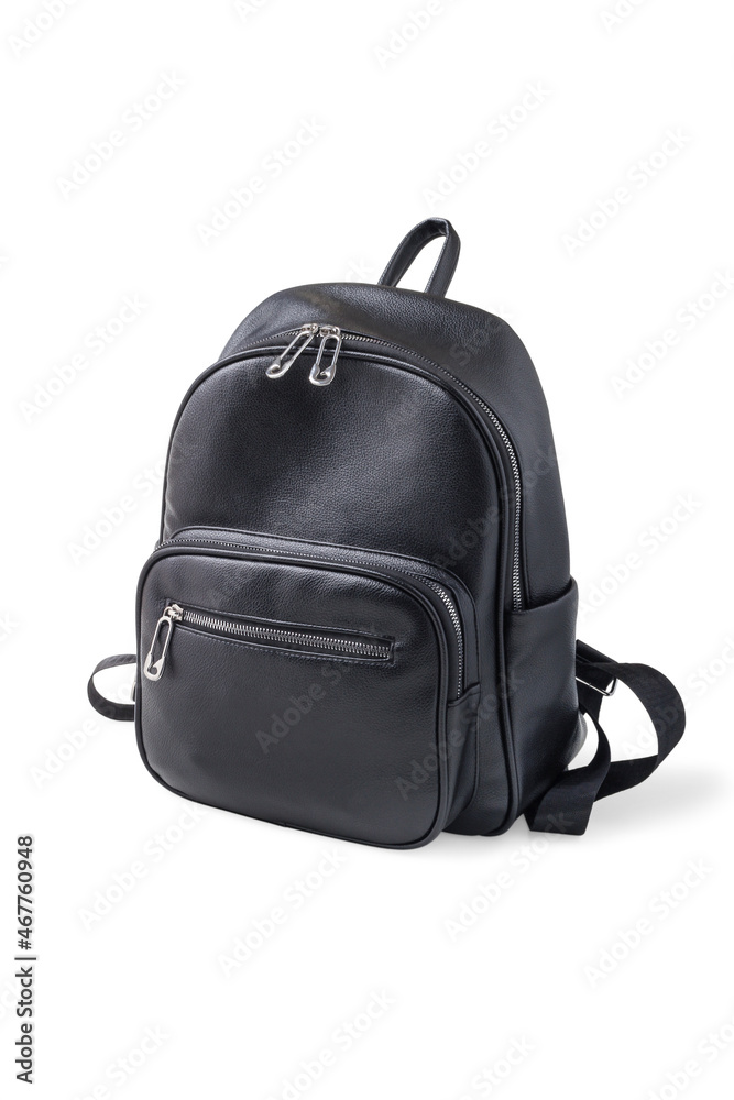 Naklejka premium Black leather backpack