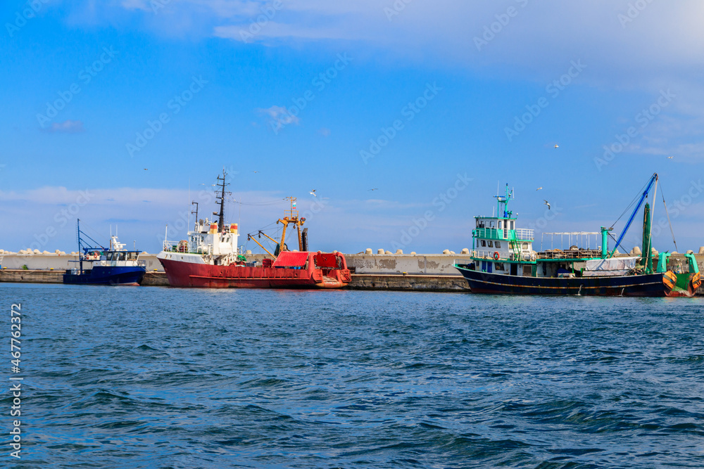 Fishing trawlers in port in Nessebar, Bulgaria