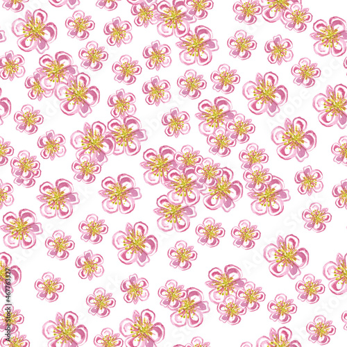 Simple pattern of pink plum flowers