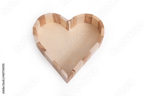 wooden heart shaped box isolated