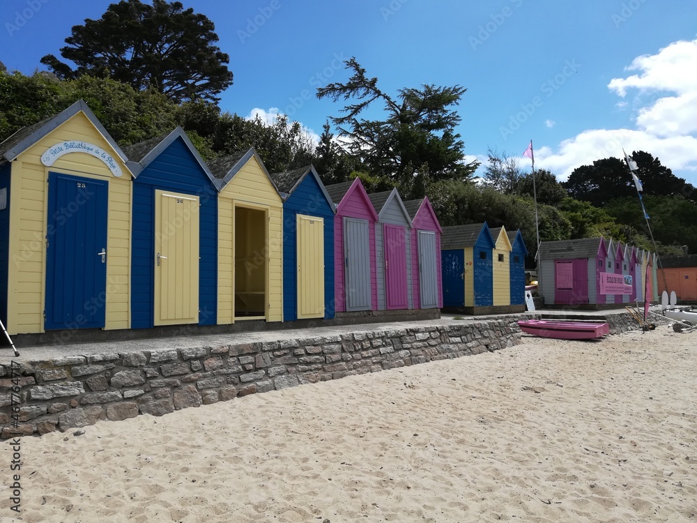 colorful huts