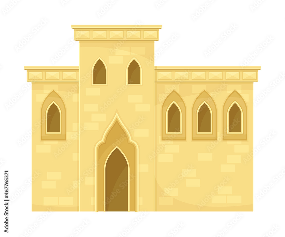 Arab desert mud house. Middle East building, traditional arabic architecture vector illustration