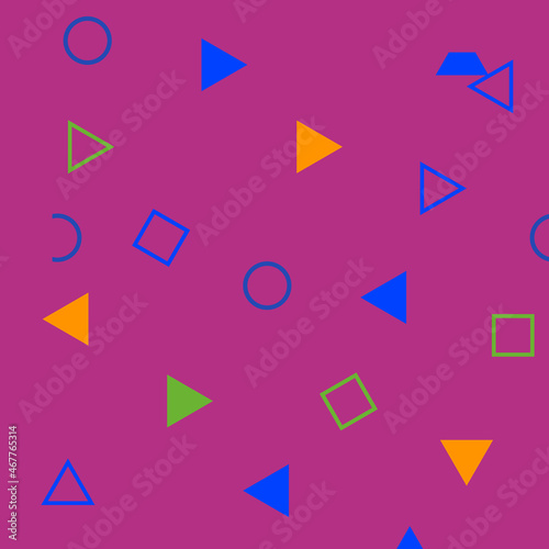 Abstract seamless colorful pattern in trendy memphis style. Background for printing brochure, poster, vintage textile design, cover, banner. Retro 80's - 90's style. Eps 10 vector illustration.