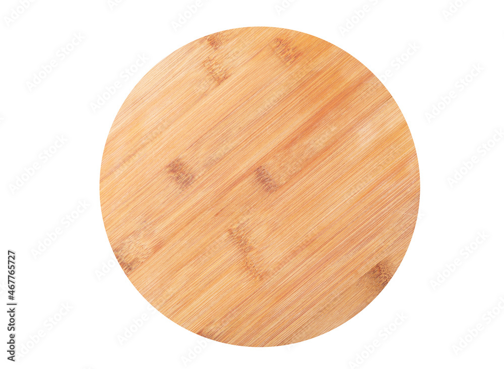 empty wooden plate on white background, top view empty wooden plate on white background, top view