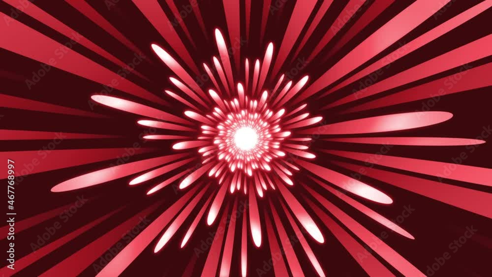 Red animated background with round stripes from center looped animation