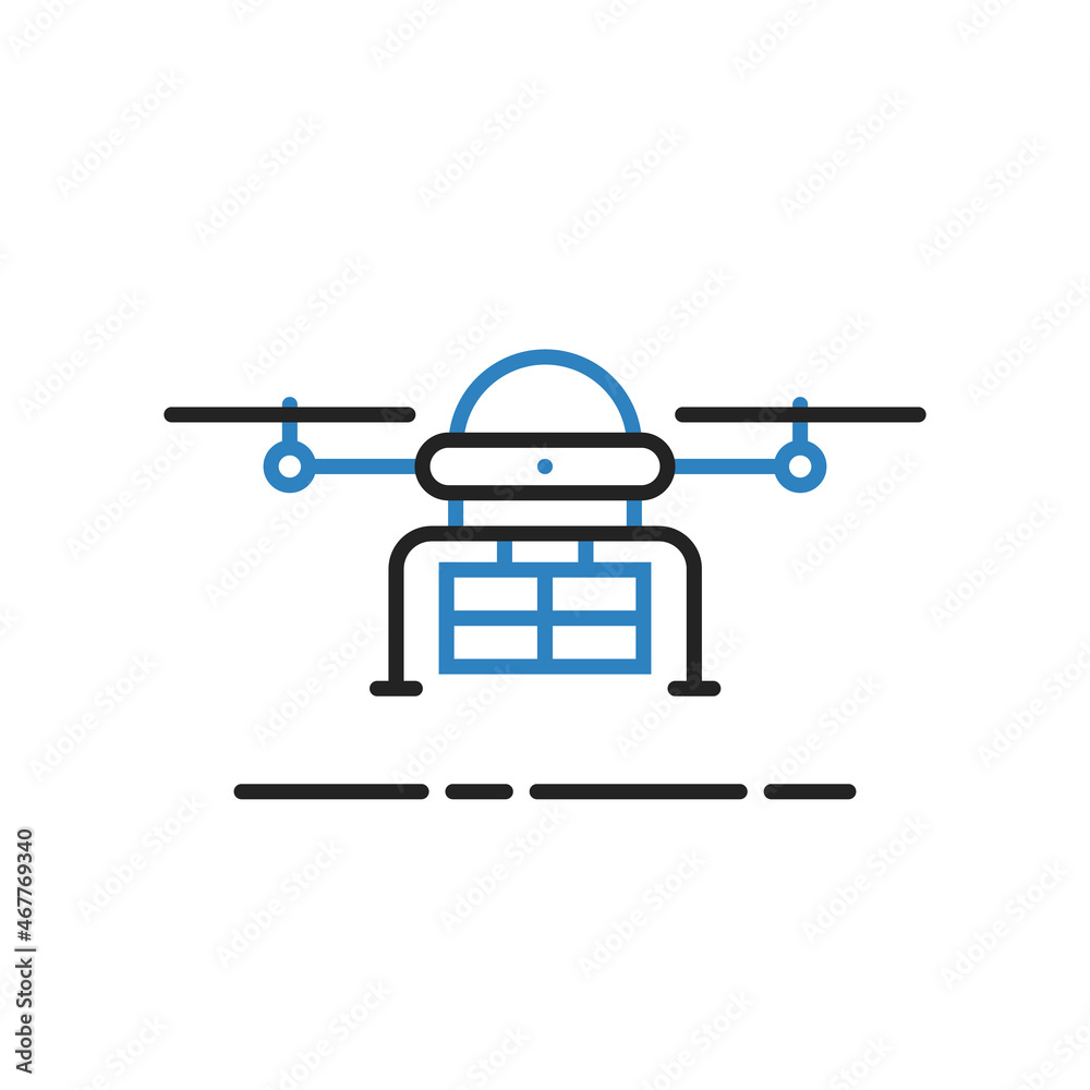 abstract thin line drone icon with big cargo abstract thin line drone icon with big cargo