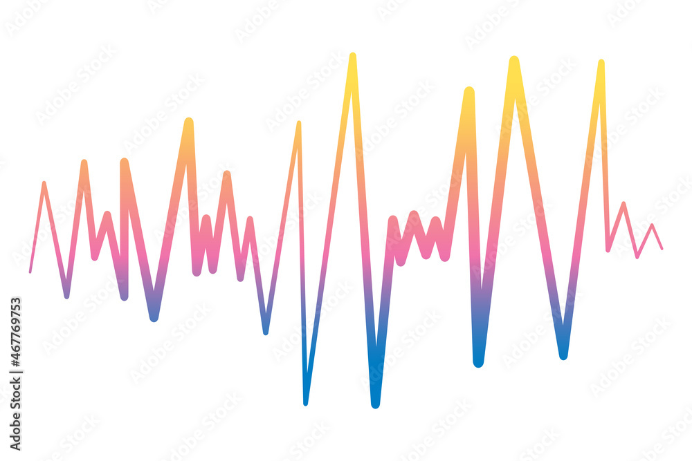 Music color wave logo. Pulse audio music player banner. Colorful sound equalizer element. Isolated design symbolon a white background. Jpeg Illustration