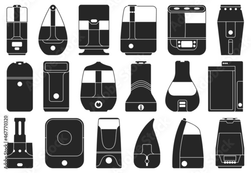 Humidifier isolated black set icon. Vector illustration diffuser on white background. Vector black set icon humidifier.