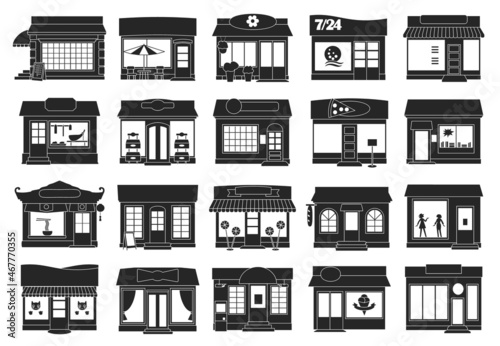 Facade store vector black set icon. Vector illustration storefront on white background. Isolated black set icon facade store.