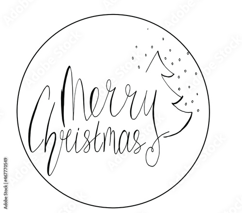 merry christmas icon tree hand draw