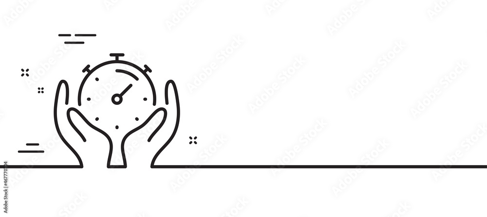 Timer line icon. Time management sign. Stopwatch symbol. Minimal line illustration background. Timer line icon pattern banner. White web template concept. Vector Timer line icon. Time management sign. Stopwatch symbol. Minimal line illustration background. Timer line icon pattern banner. White web template concept. Vector
