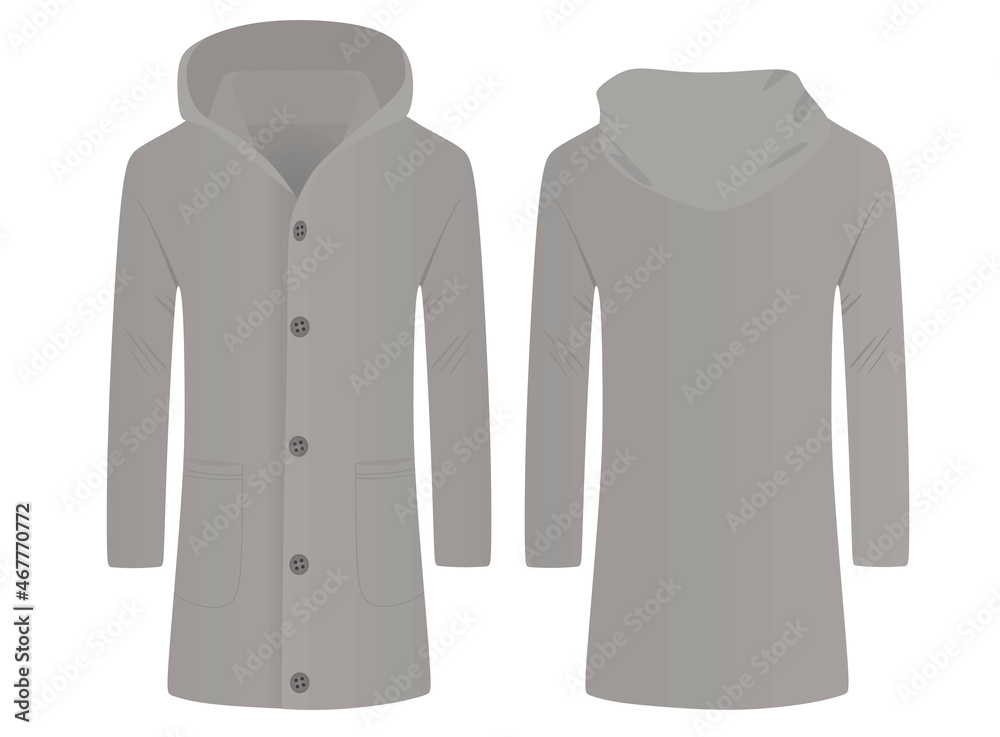 Grey overcoat jacket. vector illustration