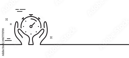 Timer line icon. Time management sign. Stopwatch symbol. Minimal line illustration background. Timer line icon pattern banner. White web template concept. Vector