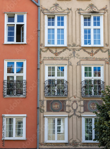 Gdansk, Poland. The facades of the restored Gdańsk patrician houses in the Long Market