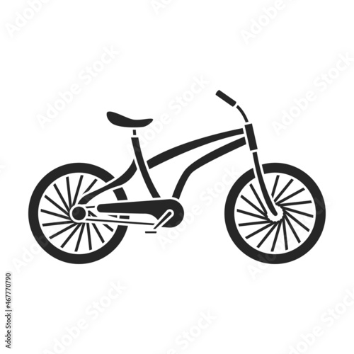 Child bicycle isolated black icon. Vector illustration children bike on white background. Vector black icon child bicycle.