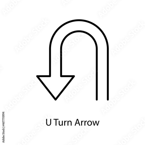 U Turn Arrow Trendy solid icon isolated on white and blank background for your design